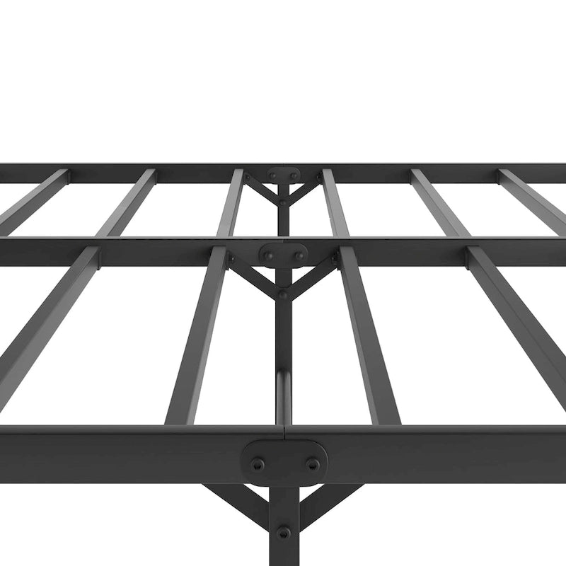 Lit plateforme King Size en métal noir avec tête de lit ondulée, convient pour 1 matelas