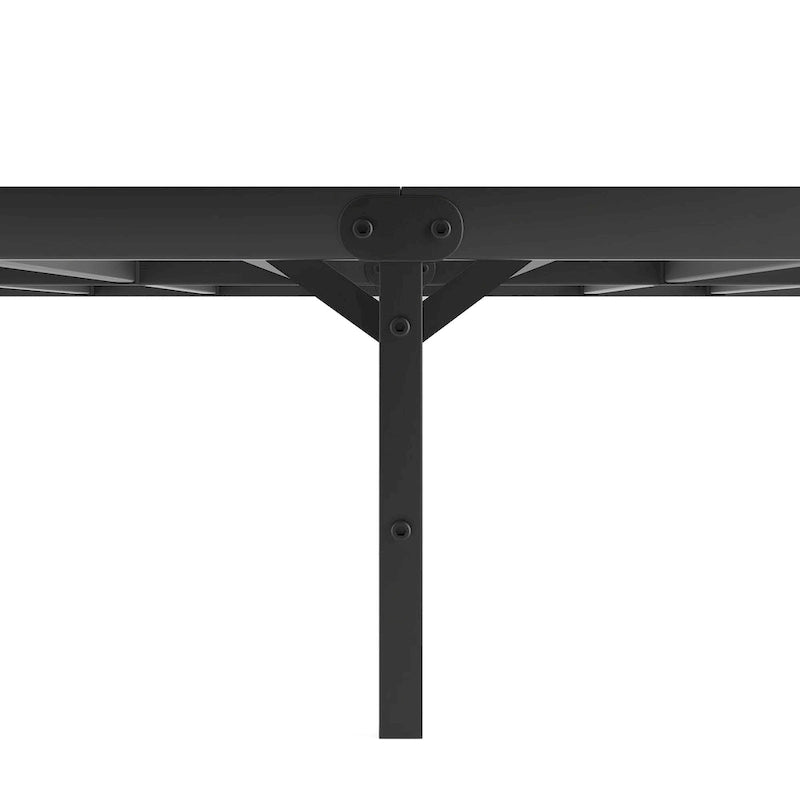 Lit plateforme King Size en métal noir avec tête de lit ondulée, convient pour 1 matelas