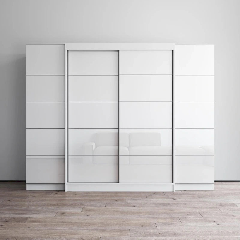 Ensemble d'armoires portes vitrées grises / noires / blanches (3 pièces)