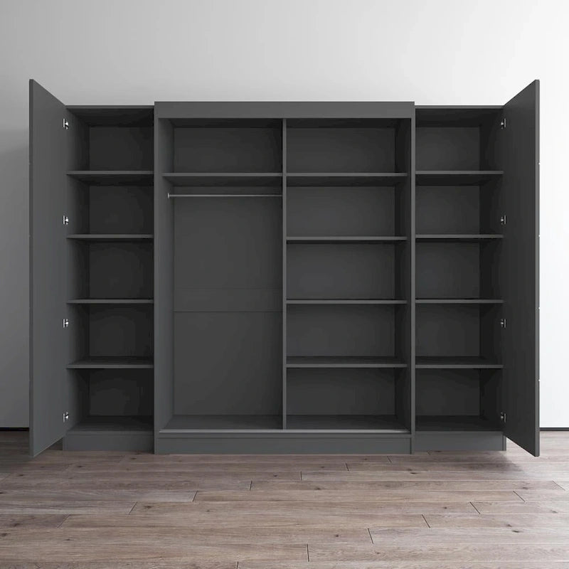 Ensemble d'armoires portes vitrées grises / noires / blanches (3 pièces)
