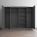 Ensemble d'armoires portes vitrées grises / noires / blanches (3 pièces)