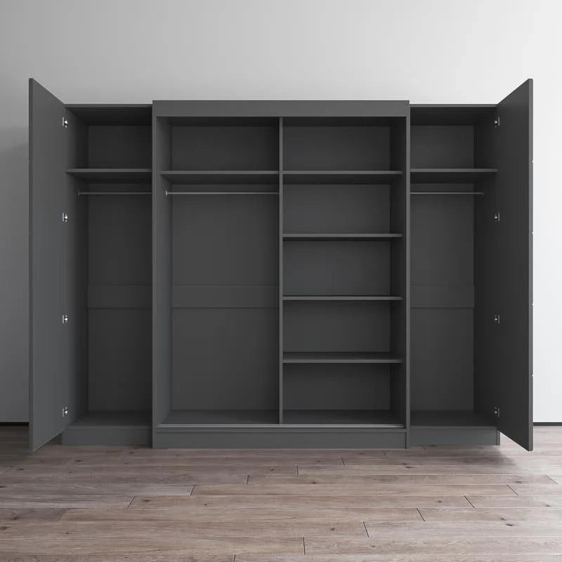 Ensemble d'armoires portes vitrées grises / noires / blanches (3 pièces)