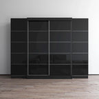 Ensemble d'armoires portes vitrées grises / noires / blanches (3 pièces)