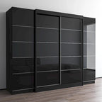 Ensemble d'armoires portes vitrées grises / noires / blanches (3 pièces)