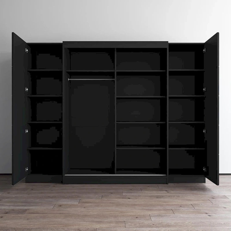 Ensemble d'armoires portes vitrées grises / noires / blanches (3 pièces)