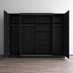 Ensemble d'armoires portes vitrées grises / noires / blanches (3 pièces)
