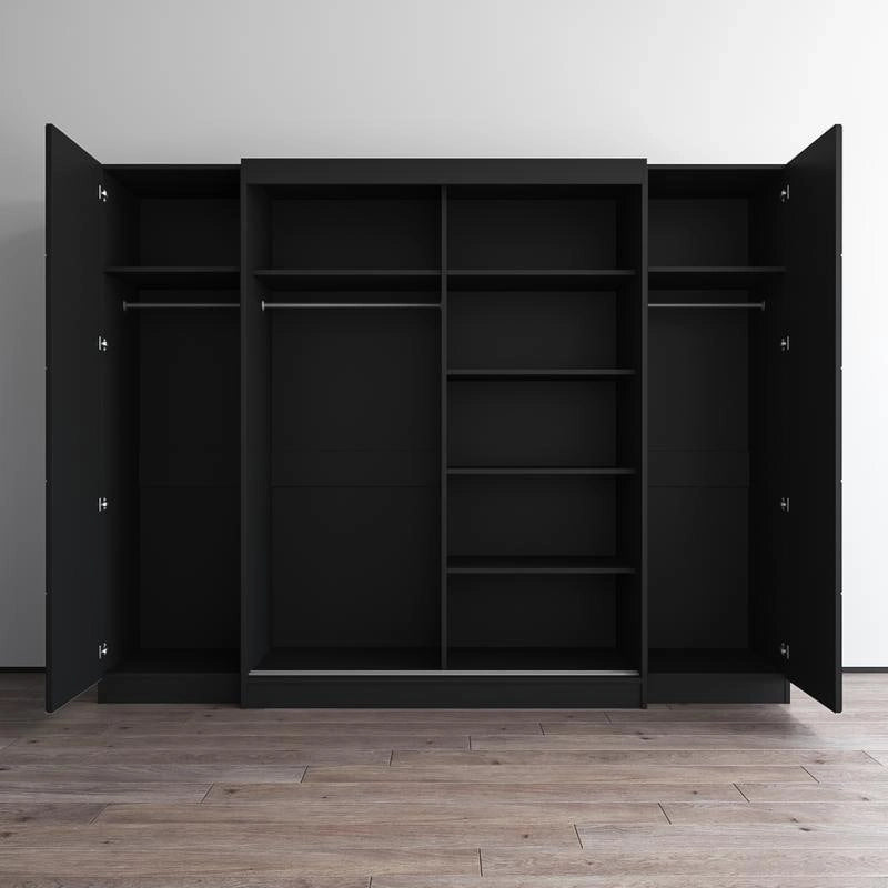 Ensemble d'armoires portes vitrées grises / noires / blanches (3 pièces)