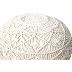 Pouf Ottoman Macramé Naturel – Noué à la Main, Assise Simple