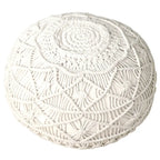 Pouf Ottoman Macramé Naturel – Noué à la Main, Assise Simple