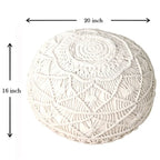 Pouf Ottoman Macramé Naturel – Noué à la Main, Assise Simple