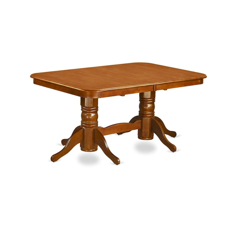 Ensemble de salle à manger 9 pièces Saddle Brown, table à rallonge et 8 chaises à lattes (assise en bois ou rembourrée), 8 places