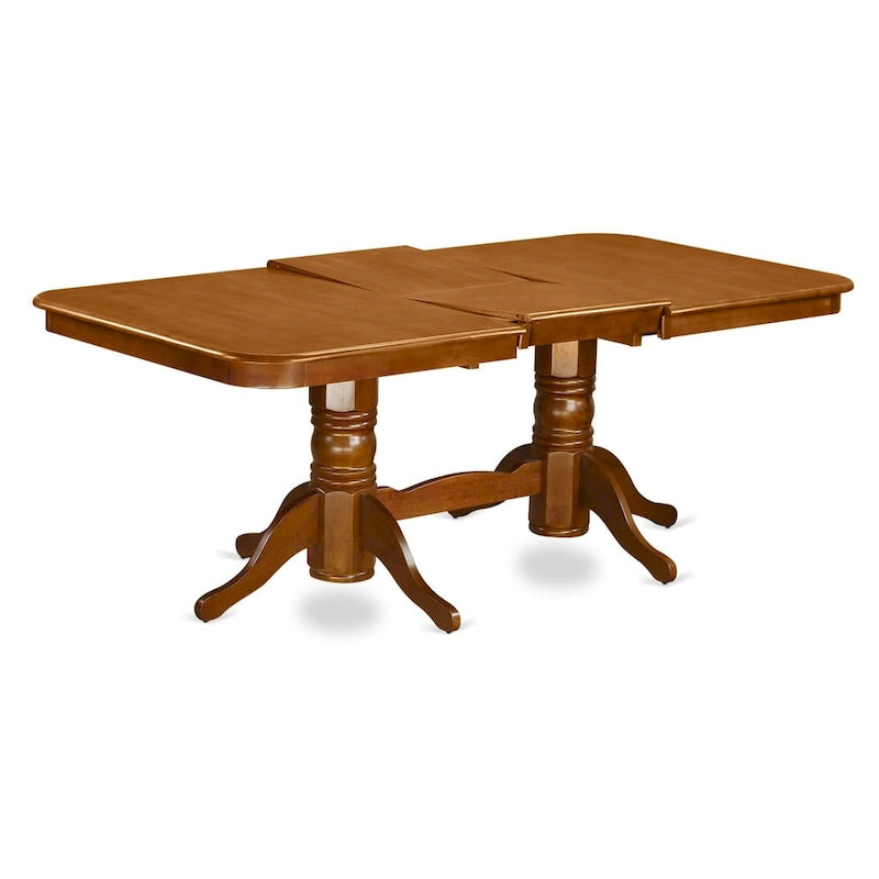 Ensemble de salle à manger 9 pièces Saddle Brown, table à rallonge et 8 chaises à lattes (assise en bois ou rembourrée), 8 places