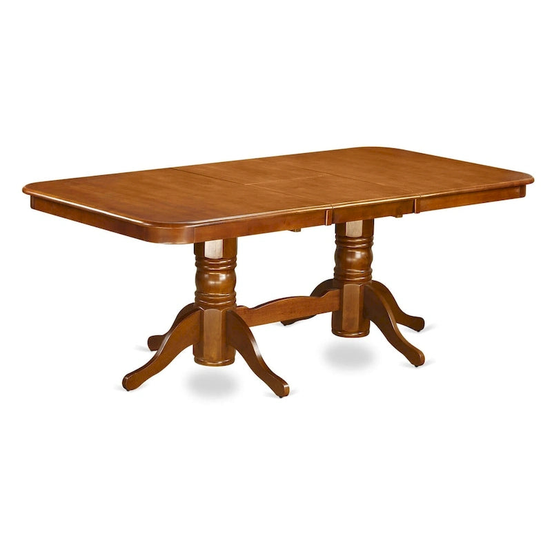 Ensemble de salle à manger 9 pièces Saddle Brown, table à rallonge et 8 chaises à lattes (assise en bois ou rembourrée), 8 places