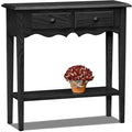 Console 2 tiroirs Chêne noir / Chêne moyen