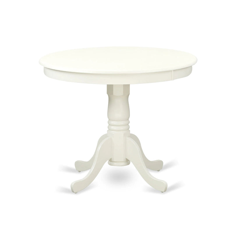 Ensemble de salle à manger rond Lin Blanc avec chaises Parson en cuir PU blanc, 3 ou 5 pièces