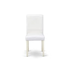 Ensemble de salle à manger rond Lin Blanc avec chaises Parson en cuir PU blanc, 3 ou 5 pièces