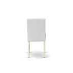 Ensemble de salle à manger rond Lin Blanc avec chaises Parson en cuir PU blanc, 3 ou 5 pièces
