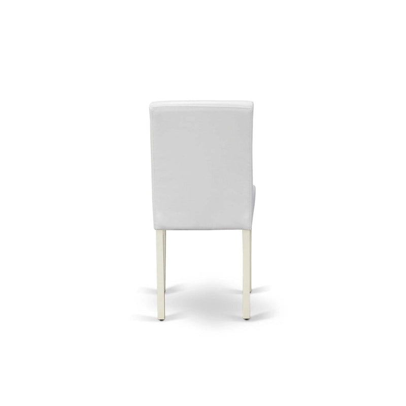 Ensemble de salle à manger rond Lin Blanc avec chaises Parson en cuir PU blanc, 3 ou 5 pièces
