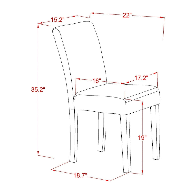 Ensemble de salle à manger rond Lin Blanc avec chaises Parson en cuir PU blanc, 3 ou 5 pièces