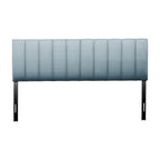 Tête de lit capitonnée en velours bleu/crème (lit King Size pour 1 ou 2 personnes)