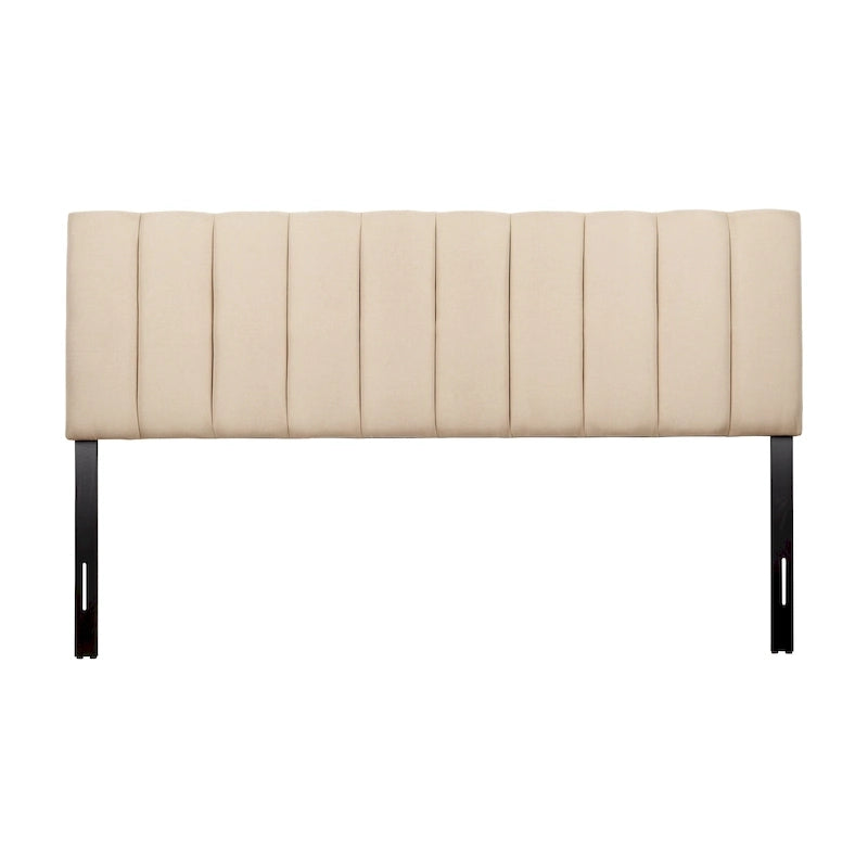 Tête de lit capitonnée en velours bleu/crème (lit King Size pour 1 ou 2 personnes)