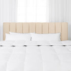 Tête de lit capitonnée en velours bleu/crème (lit King Size pour 1 ou 2 personnes)