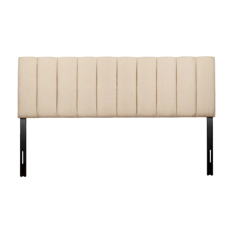 Tête de lit capitonnée en velours bleu/crème (lit King Size pour 1 ou 2 personnes)