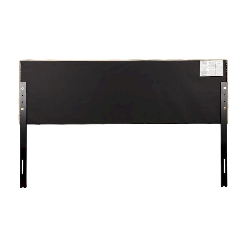 Tête de lit capitonnée en velours bleu/crème (lit King Size pour 1 ou 2 personnes)