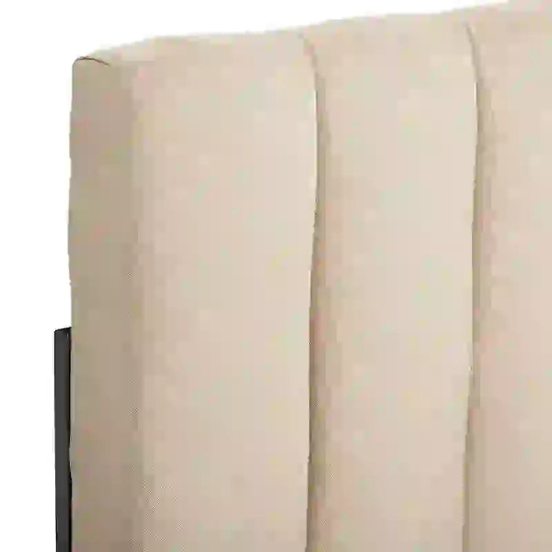 Tête de lit capitonnée en velours bleu/crème (lit King Size pour 1 ou 2 personnes)