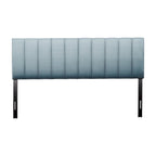 Tête de lit capitonnée en velours bleu/crème (lit King Size pour 1 ou 2 personnes)