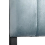 Tête de lit capitonnée en velours bleu/crème (lit King Size pour 1 ou 2 personnes)