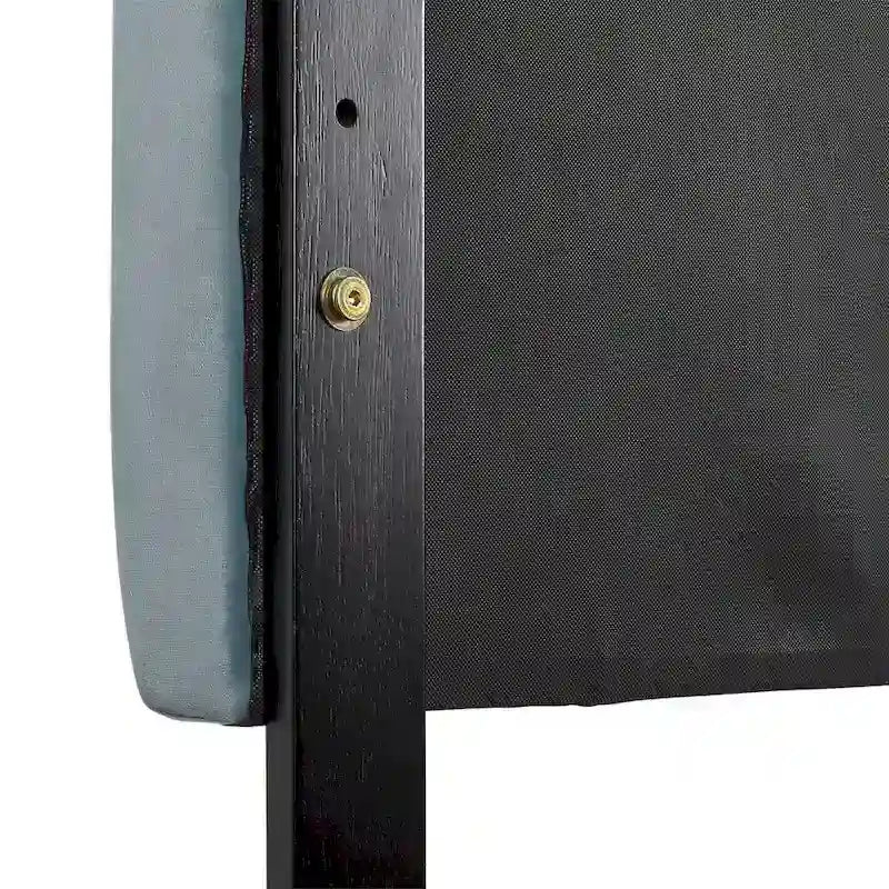 Tête de lit capitonnée en velours bleu/crème (lit King Size pour 1 ou 2 personnes)