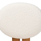 Chaise de salle à manger en tissu bouclé crème/gris et bois, lot de 2