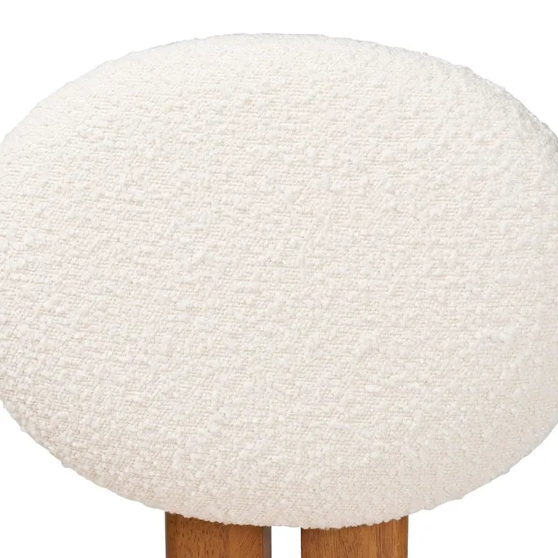 Chaise de salle à manger en tissu bouclé crème/gris et bois, lot de 2