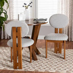 Chaise de salle à manger en tissu bouclé crème/gris et bois, lot de 2