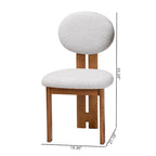 Chaise de salle à manger en tissu bouclé crème/gris et bois, lot de 2