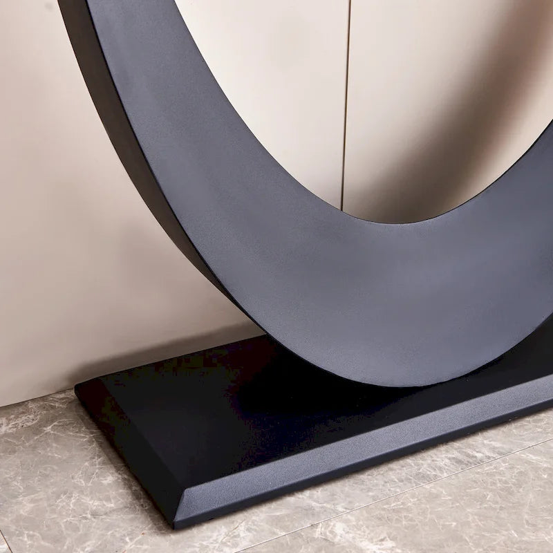 Console en pierre frittée noire, style moderne, cadre en métal, usage unique, 120 cm