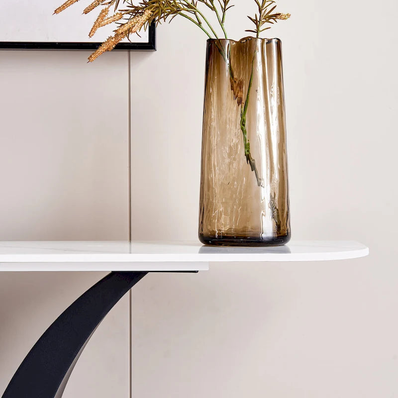 Console en pierre frittée noire, style moderne, cadre en métal, usage unique, 120 cm