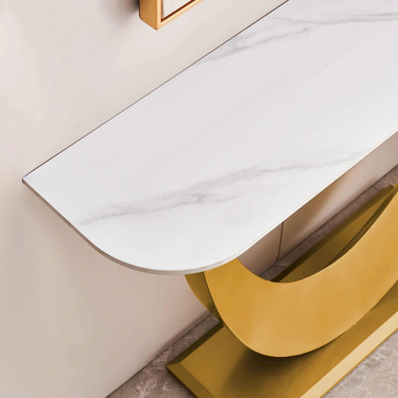 Console en pierre frittée noire, style moderne, cadre en métal, usage unique, 120 cm