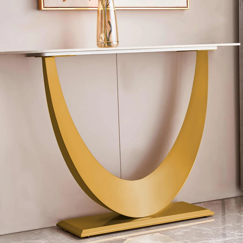 Console en pierre frittée noire, style moderne, cadre en métal, usage unique, 120 cm