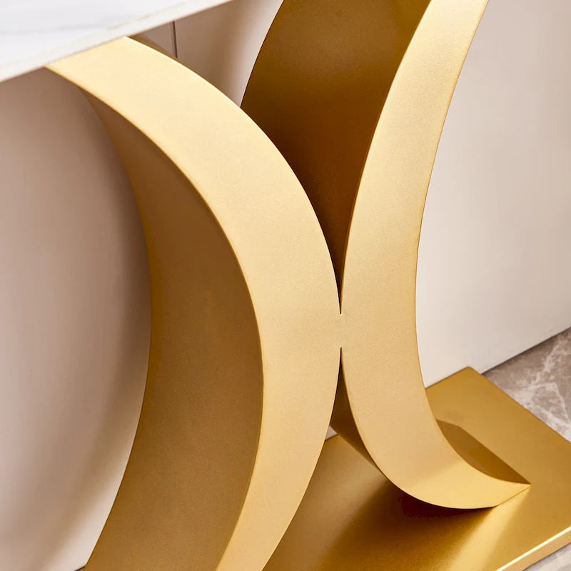 Console en pierre frittée noire, style moderne, cadre en métal, usage unique, 120 cm