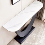 Console en pierre frittée noire, style moderne, cadre en métal, usage unique, 120 cm