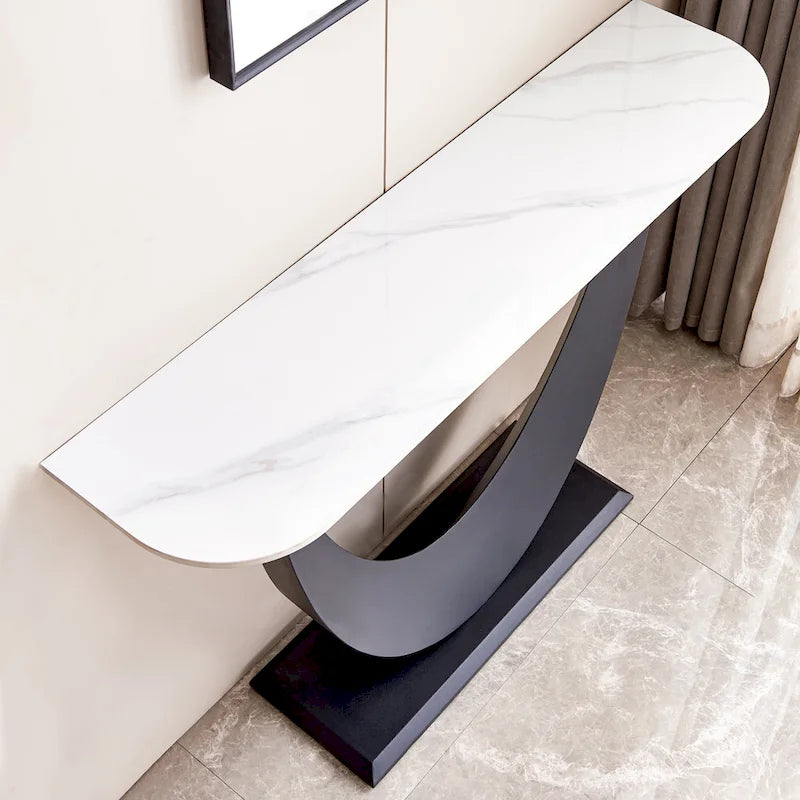 Console en pierre frittée noire, style moderne, cadre en métal, usage unique, 120 cm
