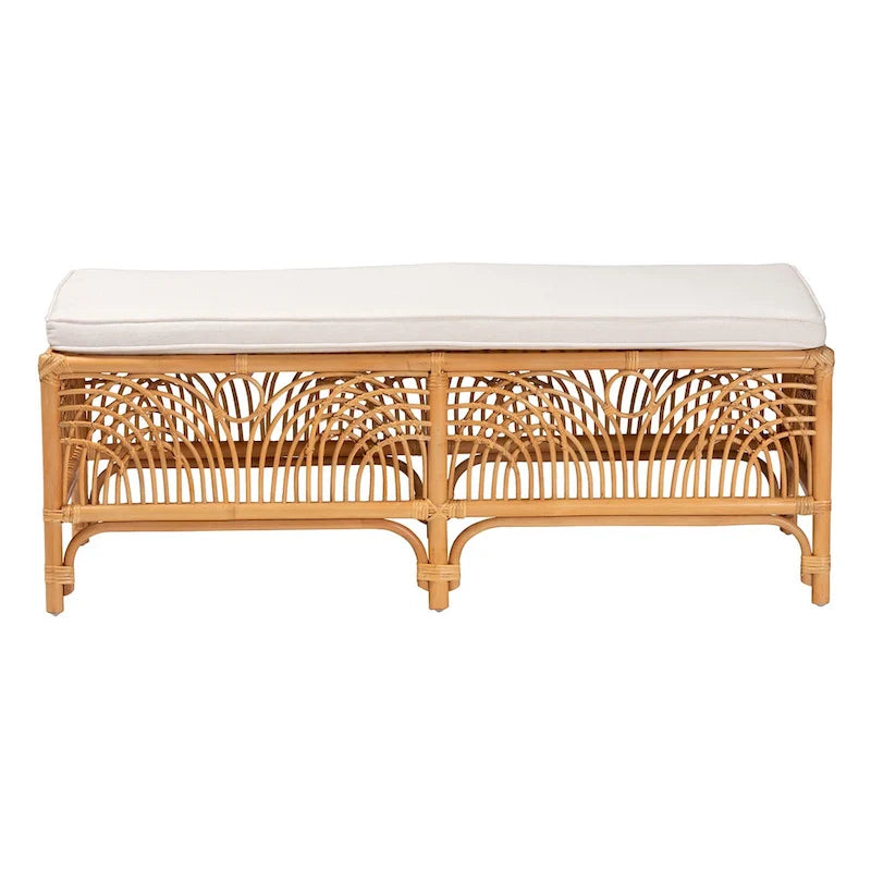 Banc en rotin clair et miel, style bohème, 1 place