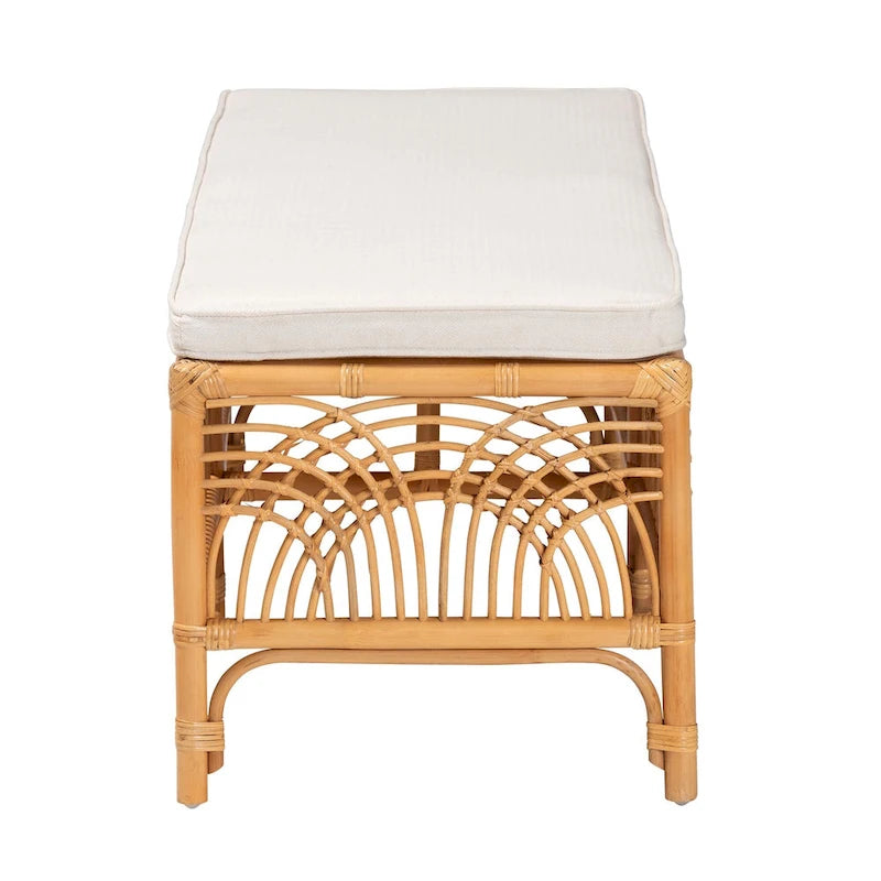 Banc en rotin clair et miel, style bohème, 1 place