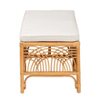 Banc en rotin clair et miel, style bohème, 1 place