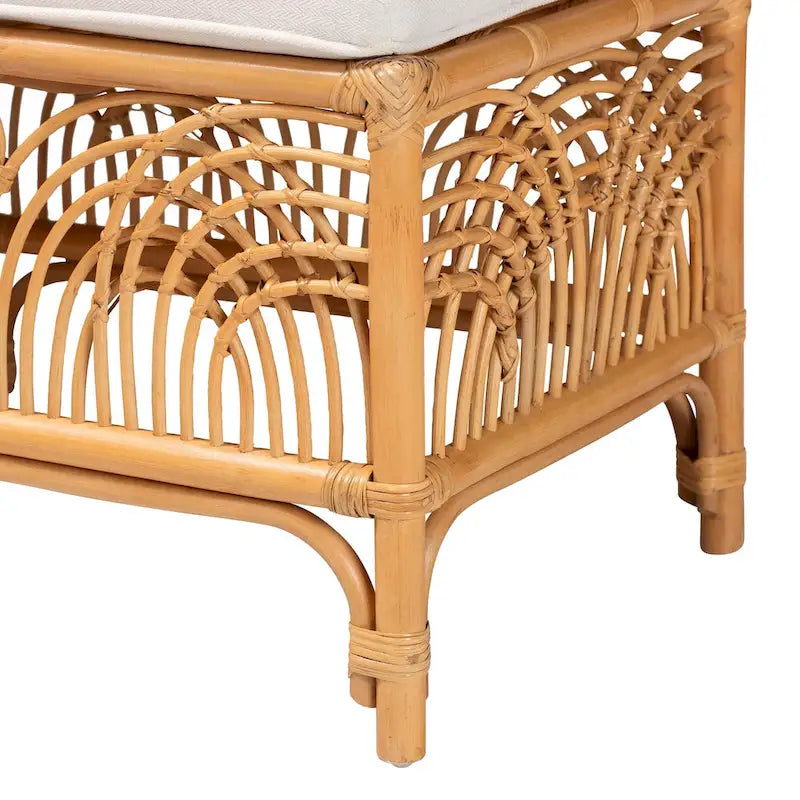 Banc en rotin clair et miel, style bohème, 1 place