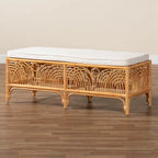 Banc en rotin clair et miel, style bohème, 1 place