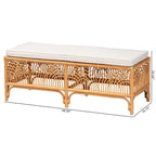Banc en rotin clair et miel, style bohème, 1 place