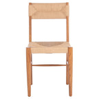 Chaise de salle à manger en rotin naturel/noir, dossier ouvert tissé, lot de 2